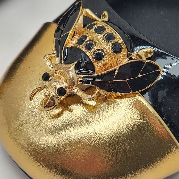 Jeffrey Campbell pumps 10 black leather gold Bee slingback Jive Mary Jane new - Picture 3 of 16